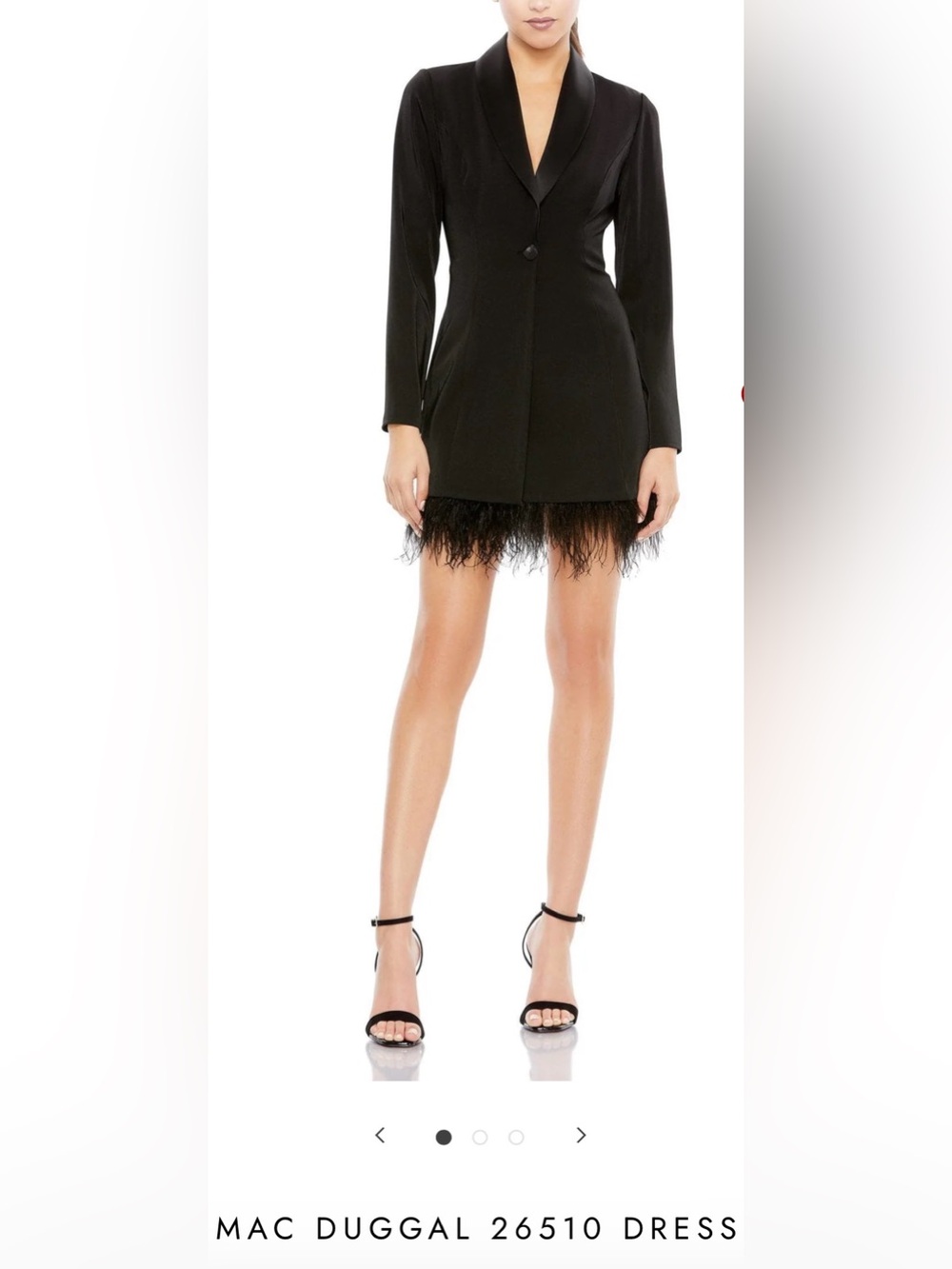 Mac Duggal Black Feather-Trim Mini Dress Sz 6 NWT